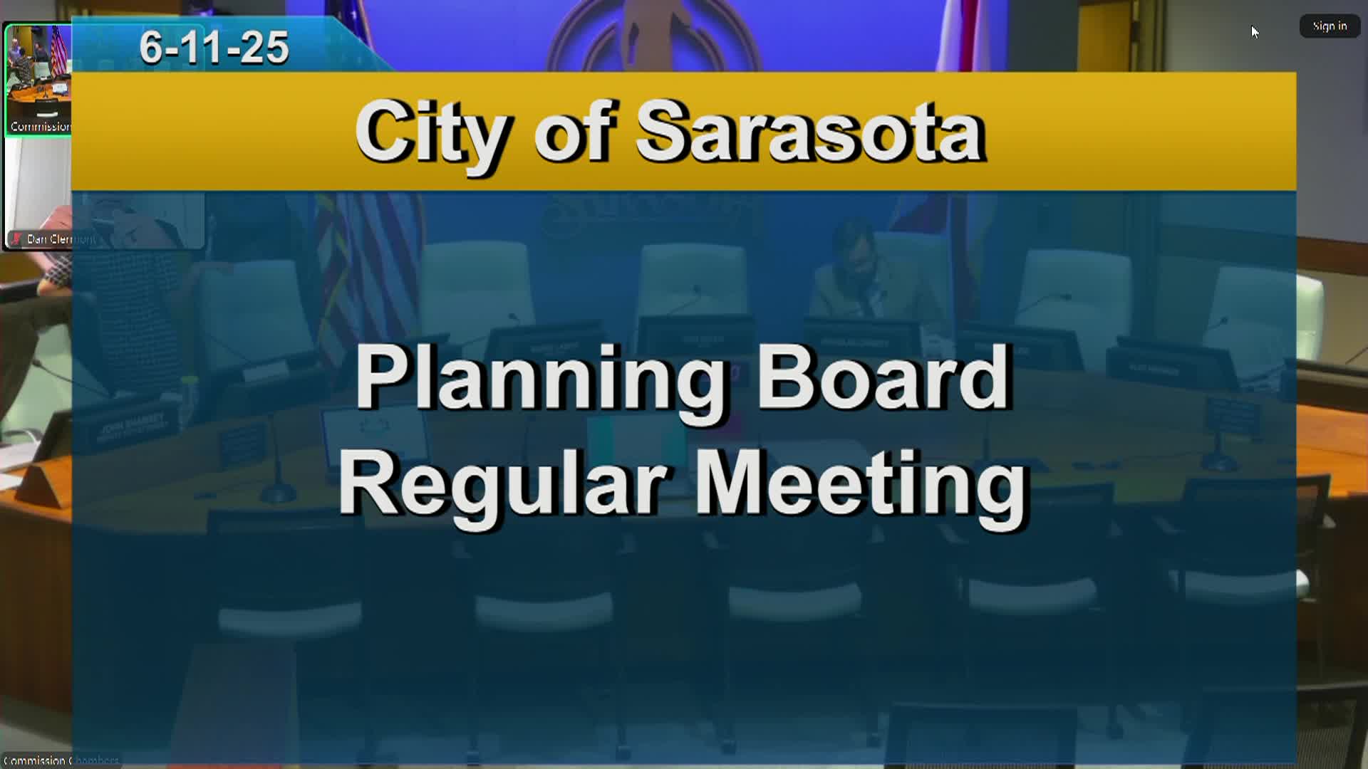 Sarasota City Planning Board Meeting: 6/11/2025