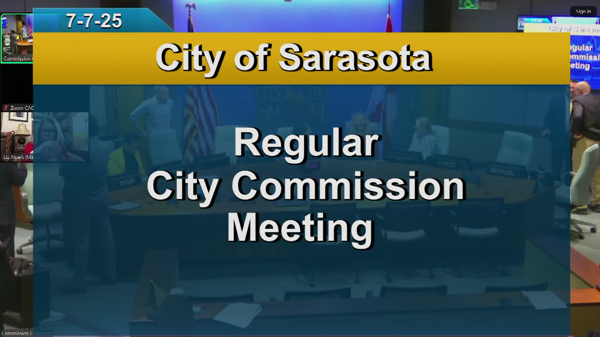 Sarasota City Commission Meeting: 7/7/2025